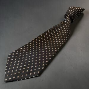 Vintage Hardy Amies Tie Mens Black Floral Print London Loomed Silk 58”